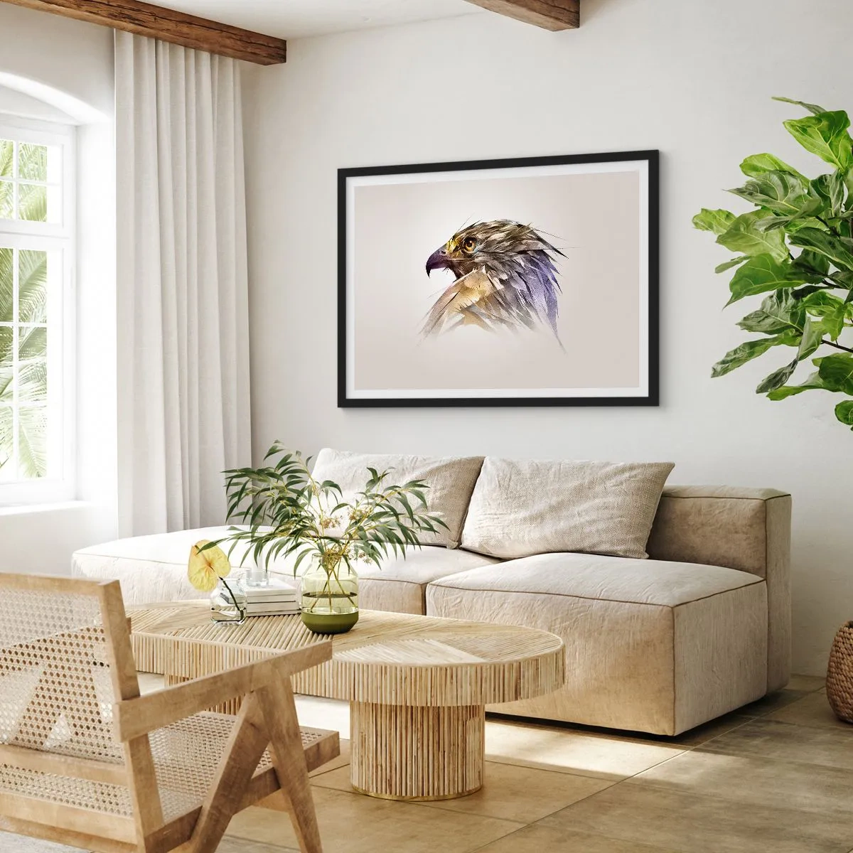 Pôster com moldura preta - Retrato de um guerreiro - 40x30 cm