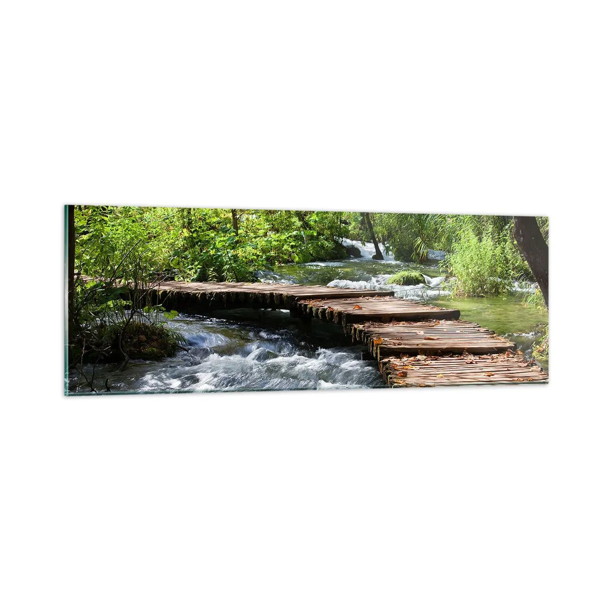 Quadro em vidro - Sobre a cascata espumosa - 90x30 cm