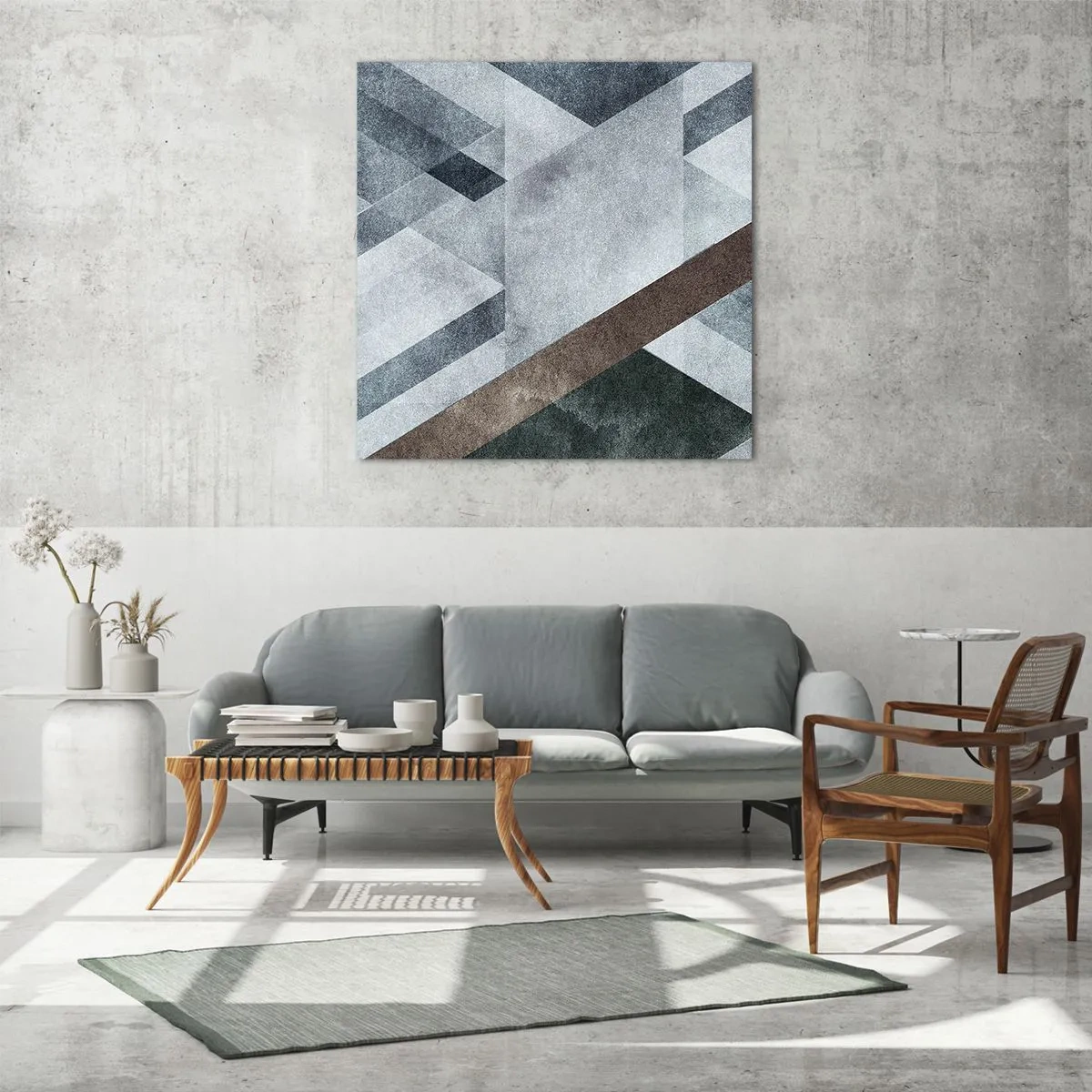 Quadro em vidro - Elegância sofisticada da geometria - 60x60 cm