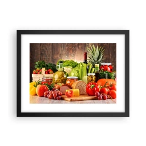 Pôster com moldura preta - Defumados, cozidos, em conserva - 40x30 cm
