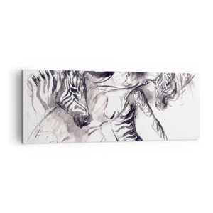 Quadro em tela - Dançando com as zebras - 140x50 cm