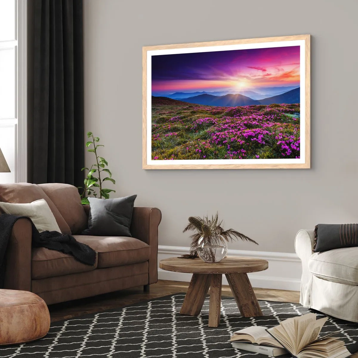 Pôster com moldura de carvalho claro - Campo cheiroso - 100x70 cm