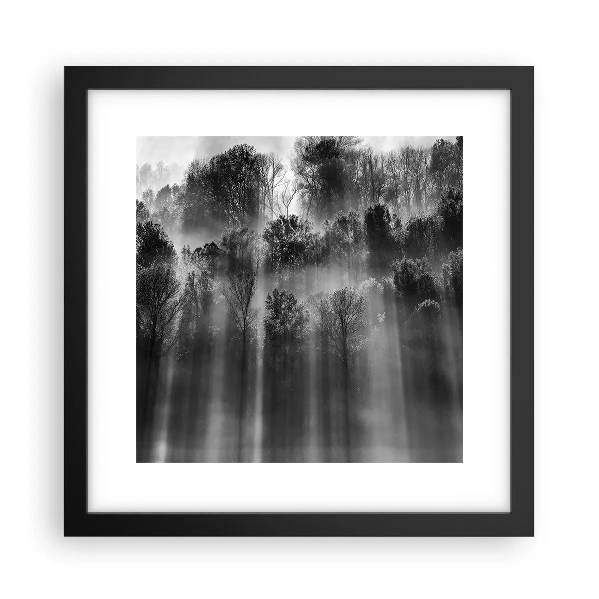 Pôster com moldura preta - Em correntes de luz - 30x30 cm