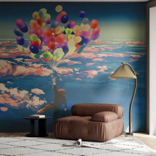 Papel de Parede Autocolante Deluxe Sticker - Um sonho de infância tornado realidade - Para crianças, Balões Coloridos, Abstração - 100x70 cm