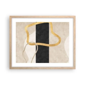 Pôster com moldura de carvalho claro - Formas em loop - 50x40 cm