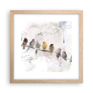 Pôster com moldura de carvalho claro - Reunião alada - 30x30 cm