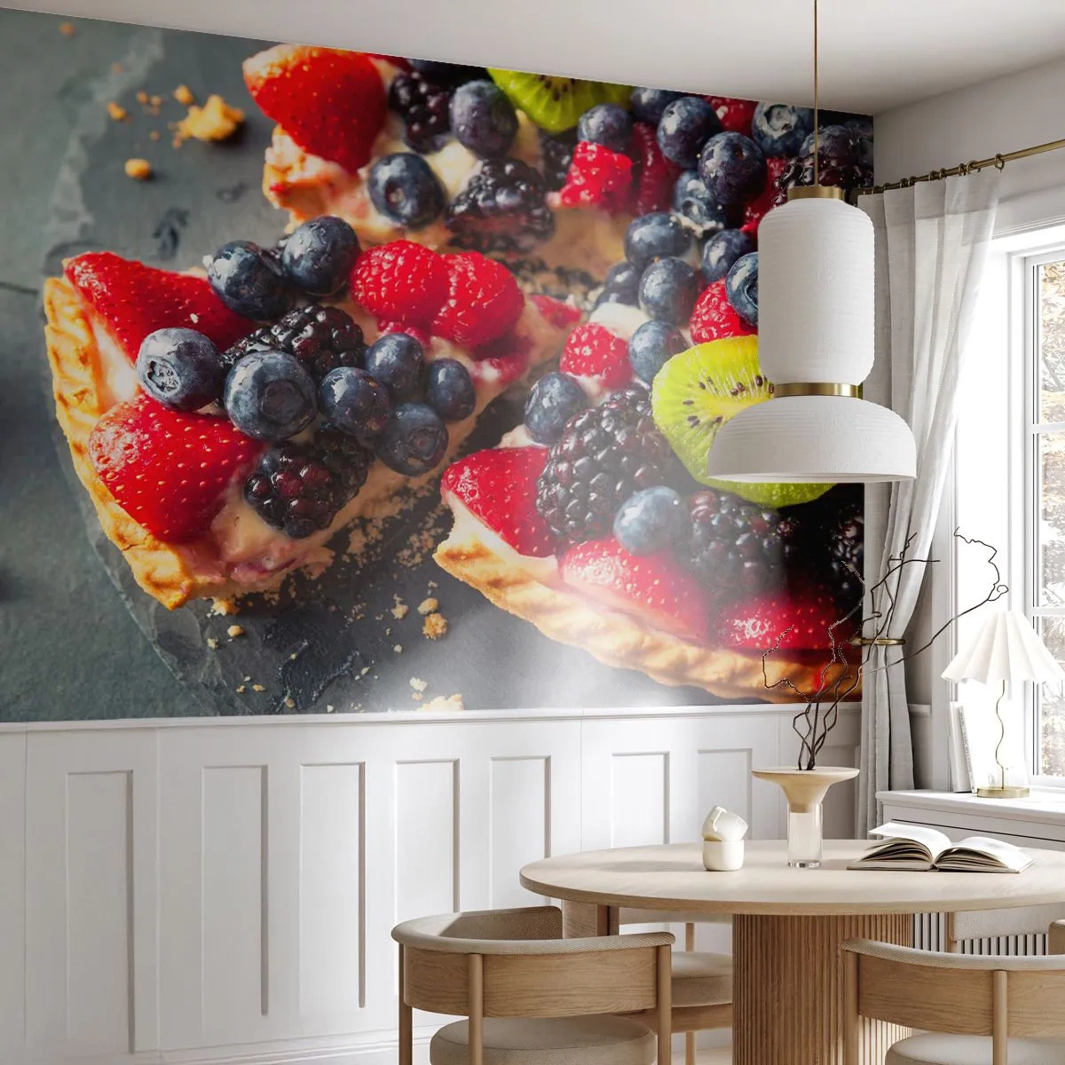 Papel de Parede Premium Canvas - Dolce vita! - Gastronomia, Tarte com frutas, Bolo - 250x175 cm