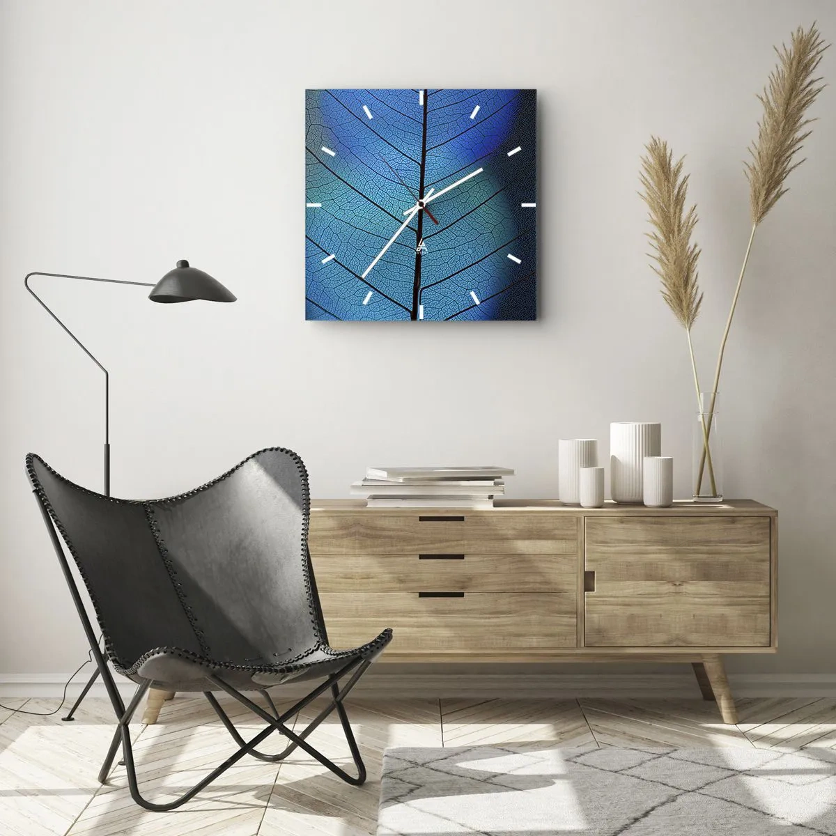 Relógio de parede - Relógio em vidro - Construção complexa - 30x30 cm