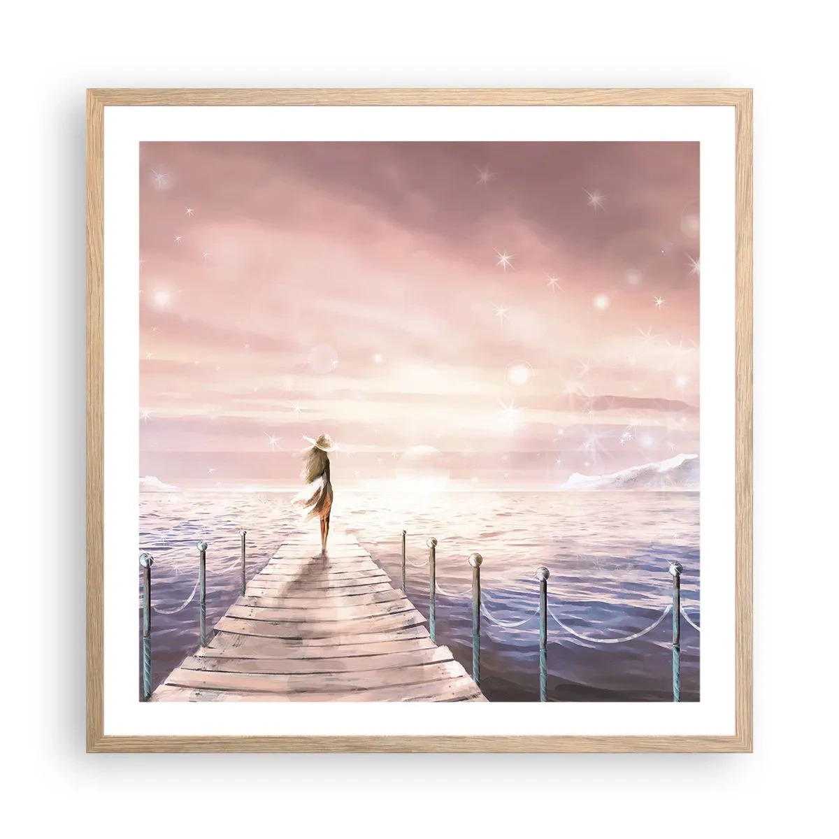 Pôster com moldura de carvalho claro - À luz de um sonho - 60x60 cm