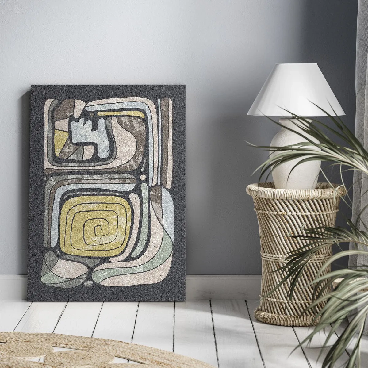 Quadro em tela - Abstração no espírito pré-colombiano - 50x70 cm
