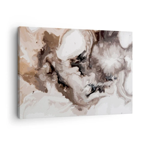 Quadro em tela - Padrão abstrato em tons de marrom e branco - 70x50cm - O nascimento de uma galáxia - Decoração de parede moderna para a sala de estar e quarto ARTTOR