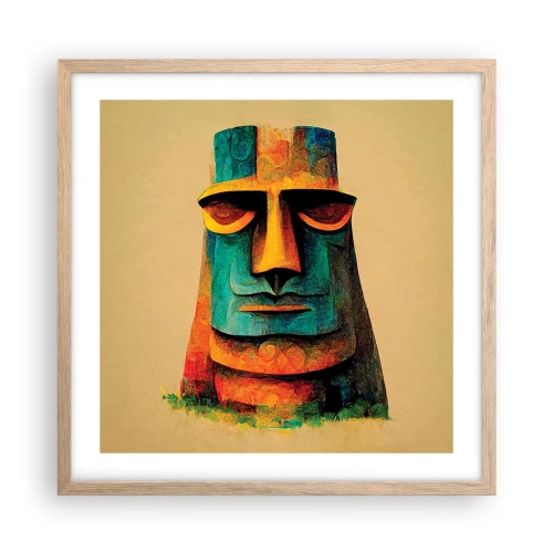 Pôster com moldura de carvalho claro - Escultórico e simpático - 50x50 cm