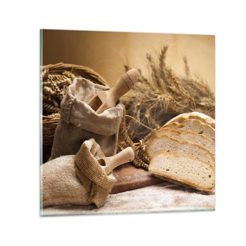 Quadro em vidro - Pão de cada dia - 50x50 cm
