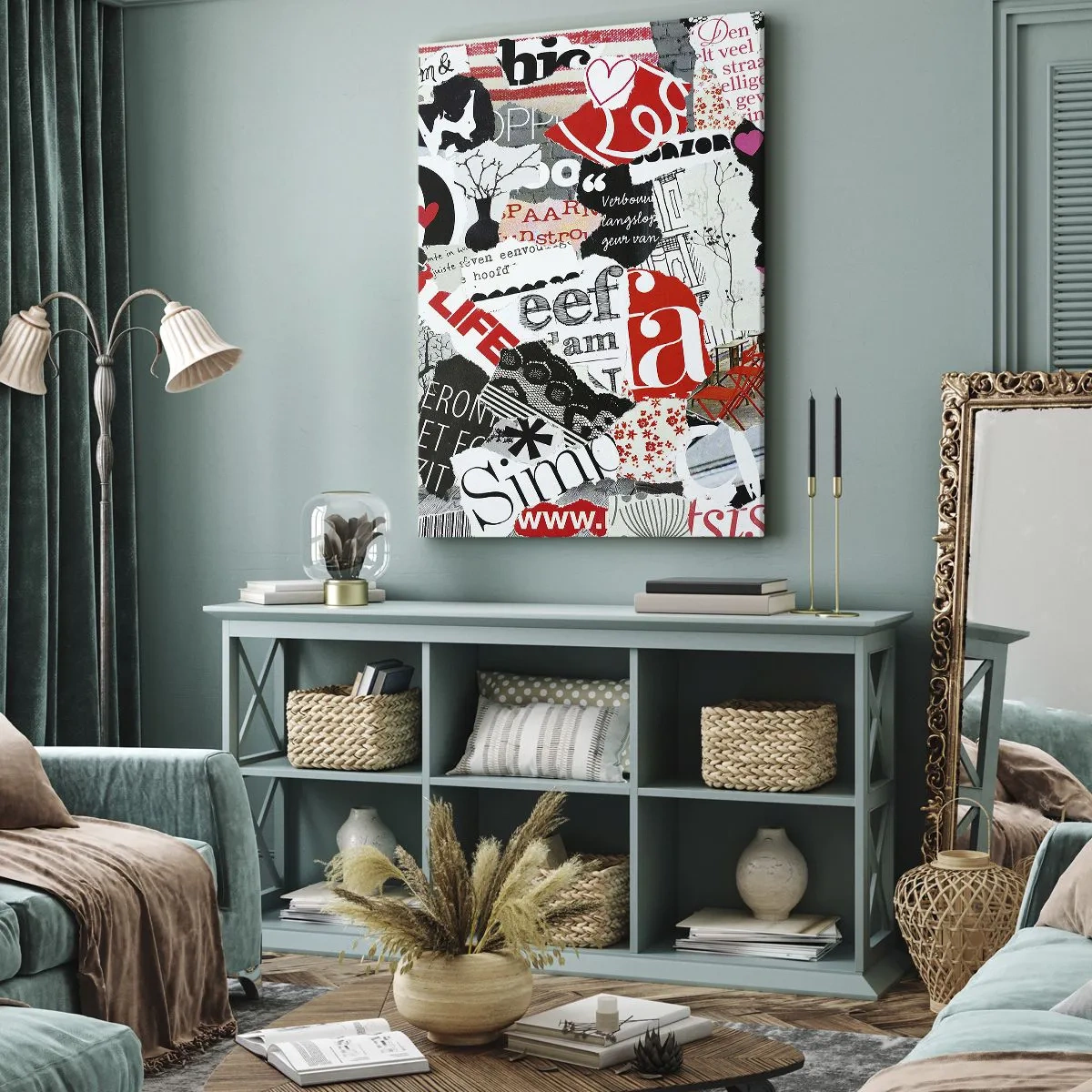 Quadro em tela - Colagem hipster - 70x100 cm