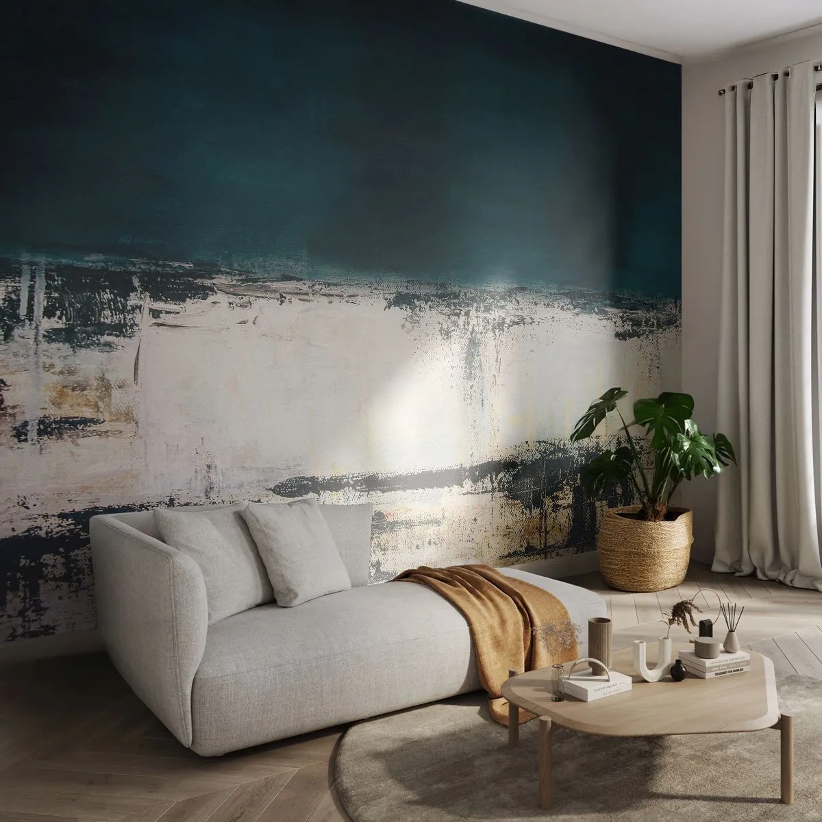 Papel de Parede Premium Sand - Composição horizontal - Abstração, Pedaço, Pintura - 100x70 cm