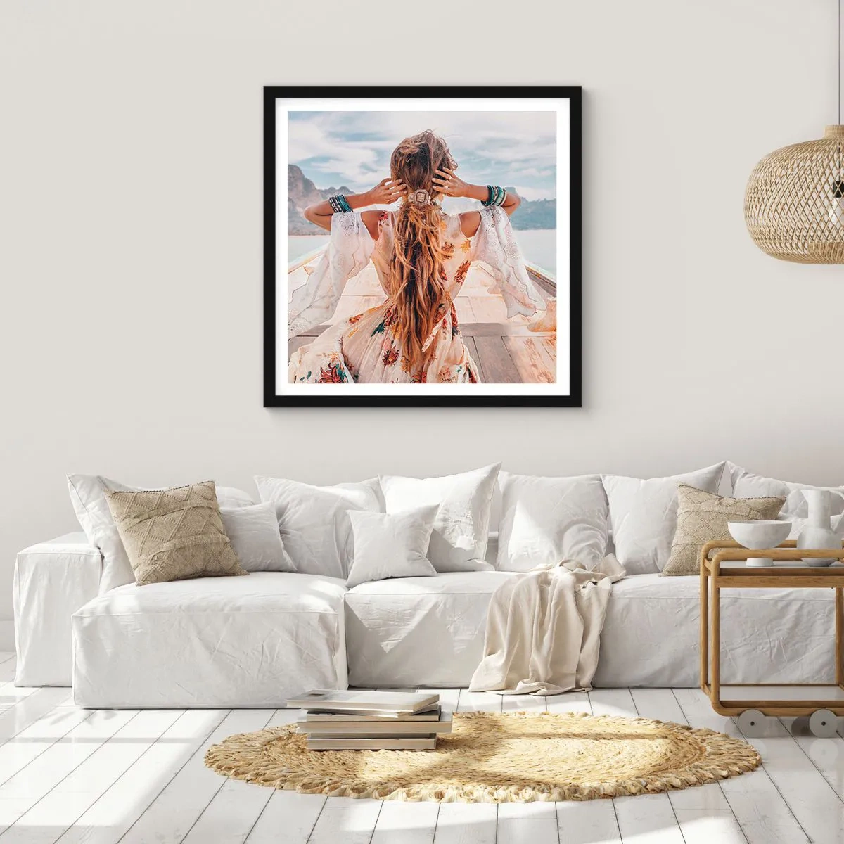 Pôster com moldura preta - A caminho da felicidade - 40x40 cm