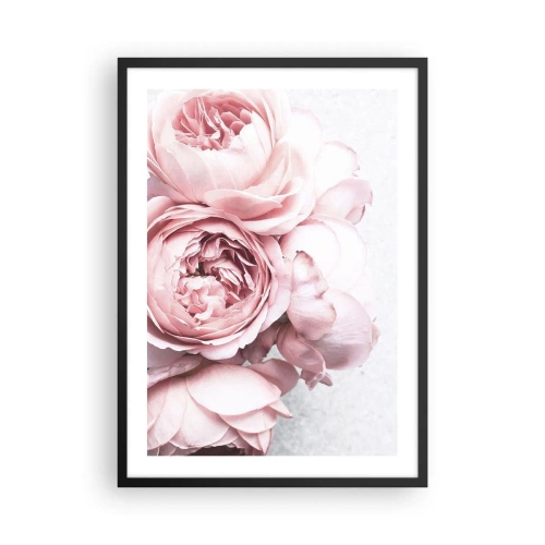 Pôster com moldura preta - Close-up de delicadas flores de peônia rosa - 50x70cm - Para românticos - Decoração de parede moderna para a sala de estar e quarto ARTTOR