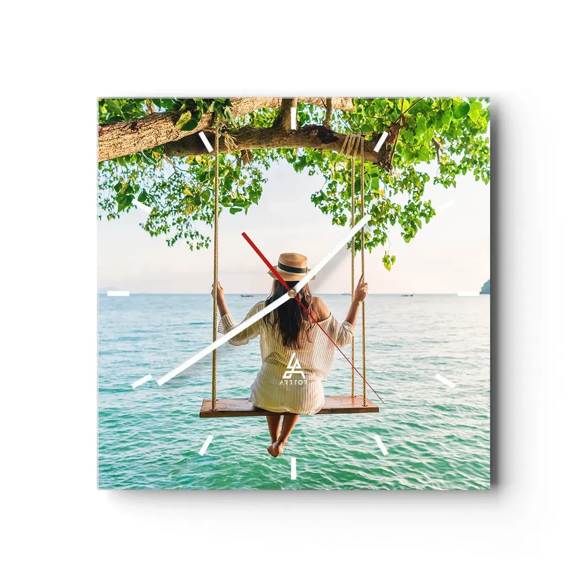 Relógio de parede - Relógio em vidro - A vida é bela - 30x30 cm