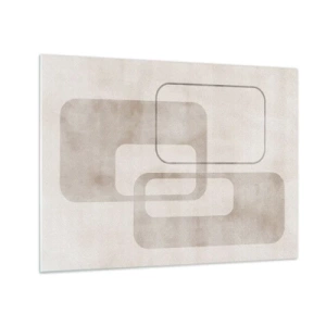 Quadro em vidro - Retângulos bege minimalistas em fundo claro - 70x50cm - Argamassa geométrica - Decoração de parede moderna para a sala de estar e quarto ARTTOR
