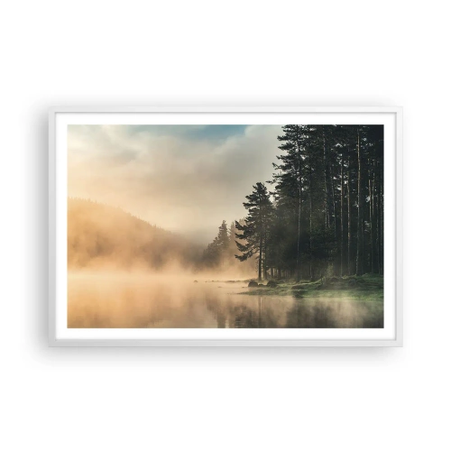 Pôster em moldura branca - O nascimento do dia - 91x61 cm