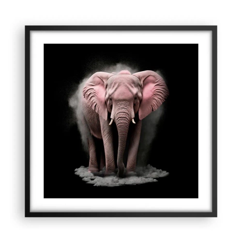 Pôster com moldura preta - Não pense em um elefante rosa! - 50x50 cm