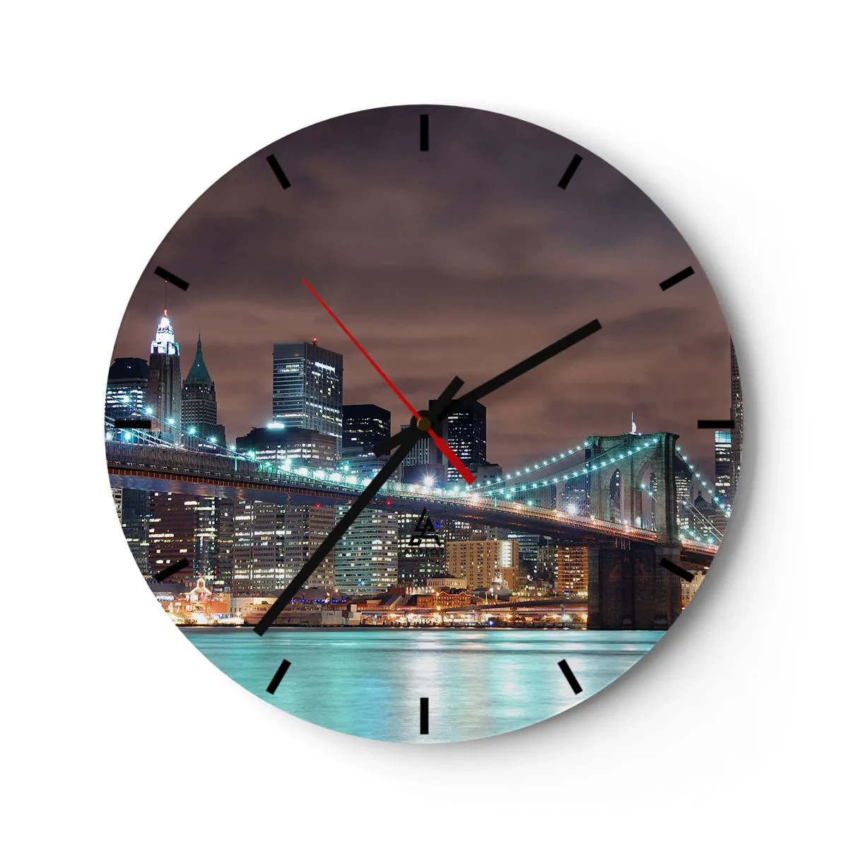 Relógio de parede - Relógio em vidro - Luzes de uma cidade grande - 40x40 cm