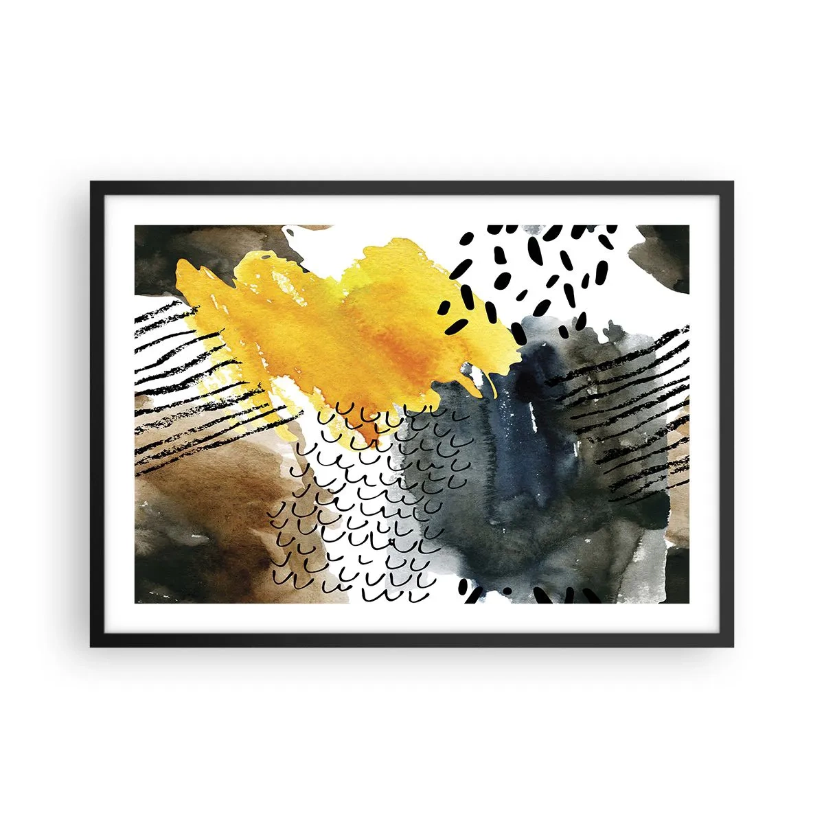 Pôster com moldura preta - Reunião dos elementos da natureza - 70x50 cm