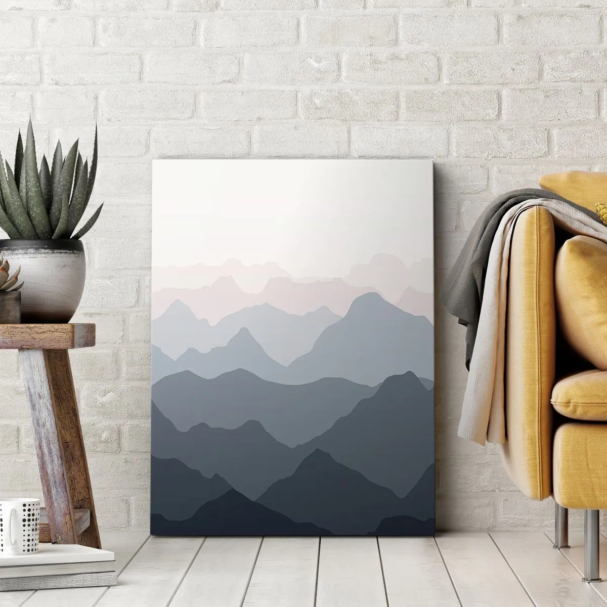 Quadro em tela - Ondas de montanha - 65x120 cm