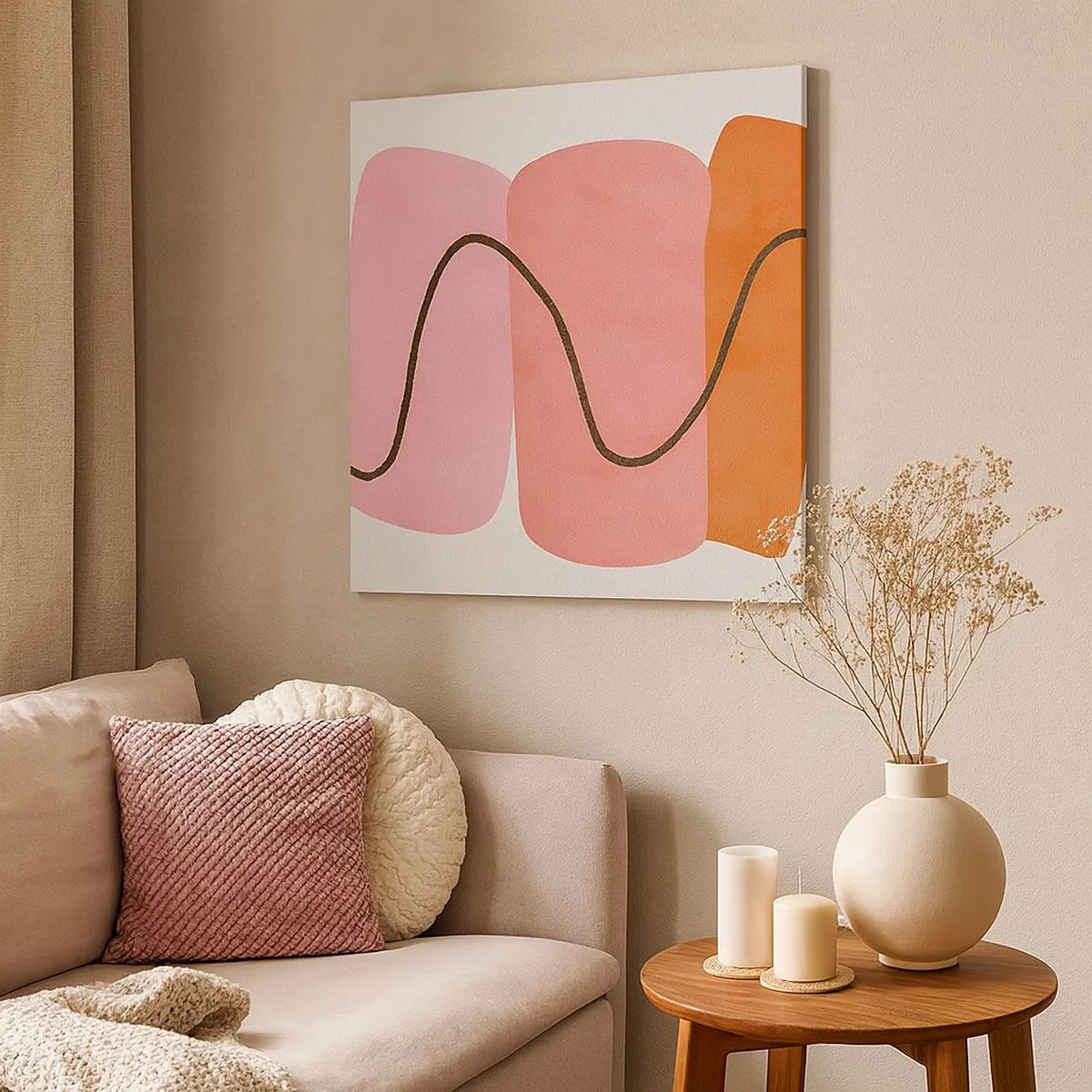 Quadro em tela - Movimento suave de formas - 30x30 cm