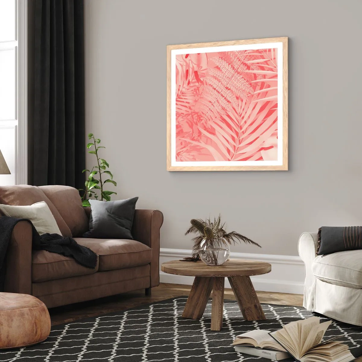 Pôster com moldura de carvalho claro - Conceito cor-de-rosa - 50x50 cm