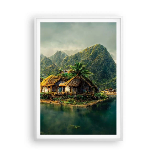 Pôster em moldura branca - Paraíso Tropical - 70x100 cm