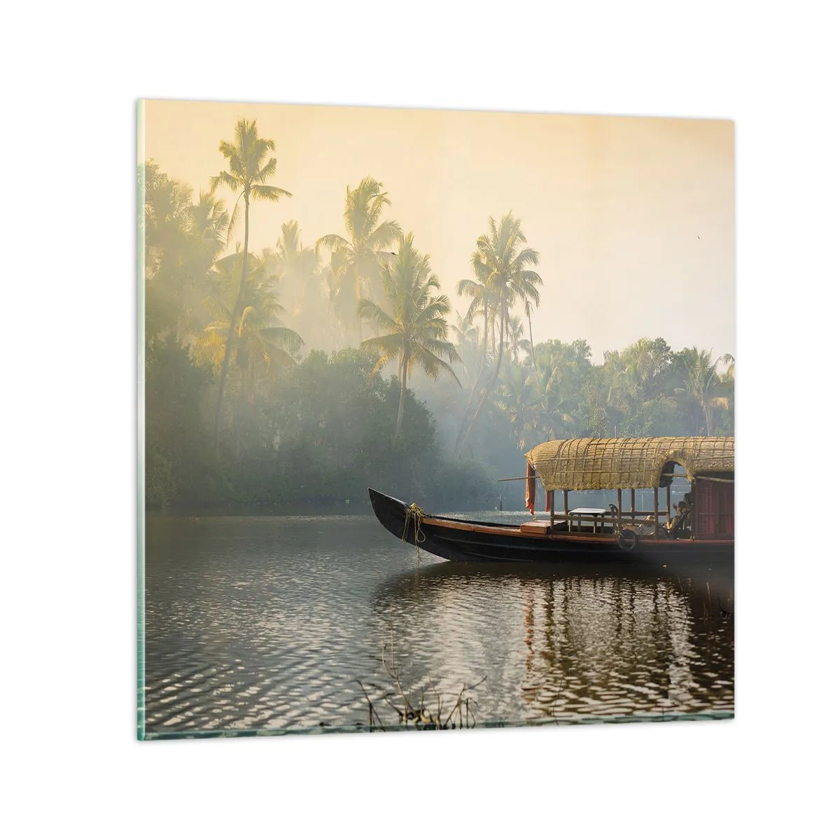 Quadro em vidro - Casa no rio - 30x30 cm