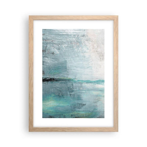 Pôster com moldura de carvalho claro - Horizontalmente em azul - 30x40 cm