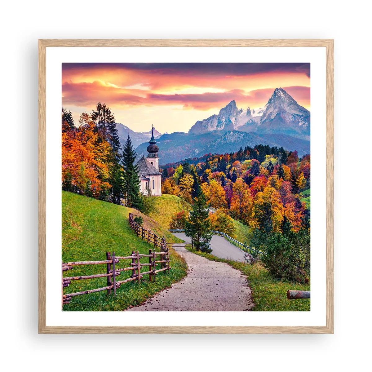 Pôster com moldura de carvalho claro - Paisagem como uma pintura - 60x60 cm