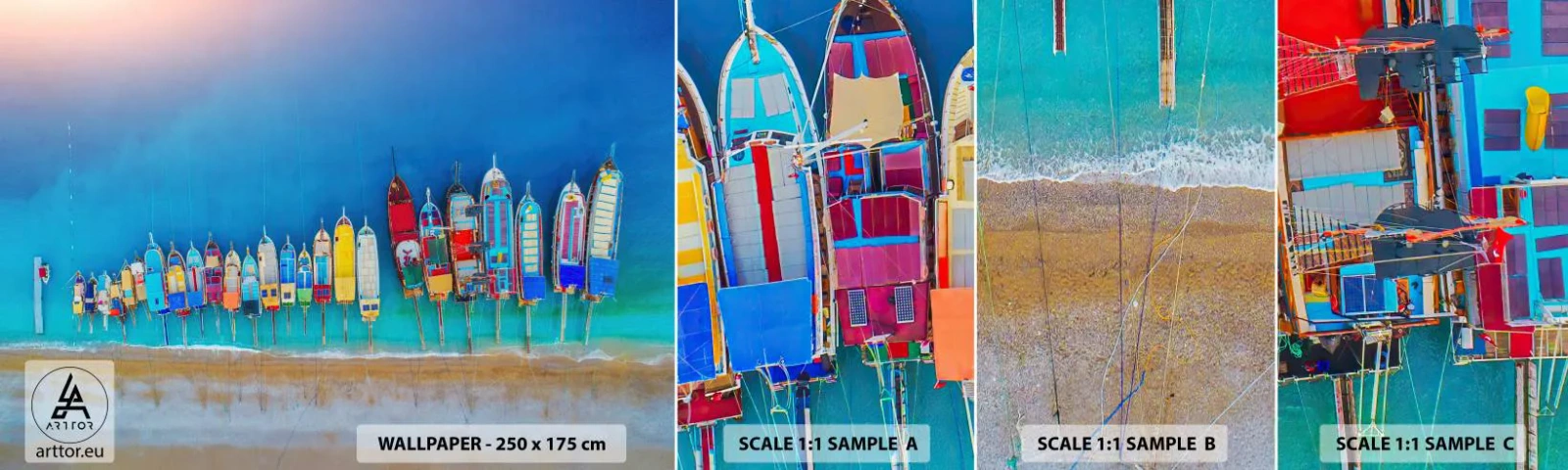 Amostra de papel de parede autocolante Deluxe Sticker - Vista panorâmica - Paisagem, Praia, Mar - 100x30 cm