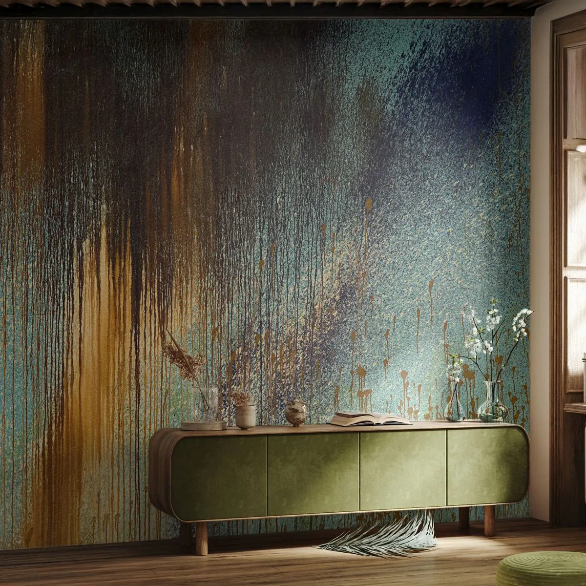 Papel de Parede Premium Sand - Uma composição colorida não acidental - Abstração, Industrial, Pintar - 350x256 cm