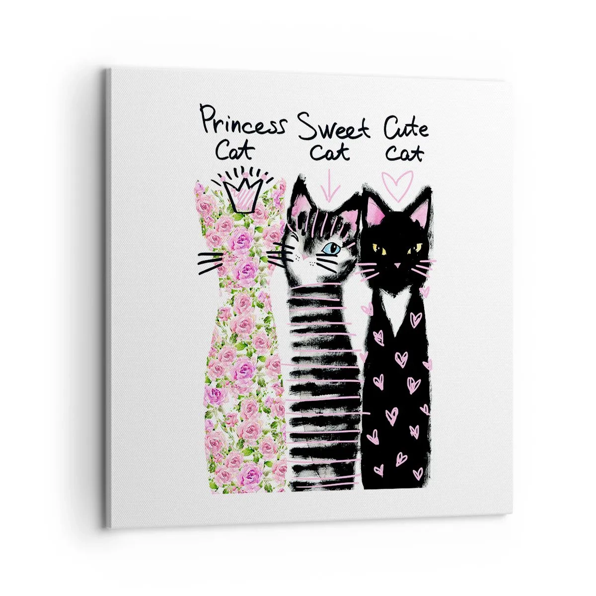 Quadro em tela - Os três gatos - 60x60 cm