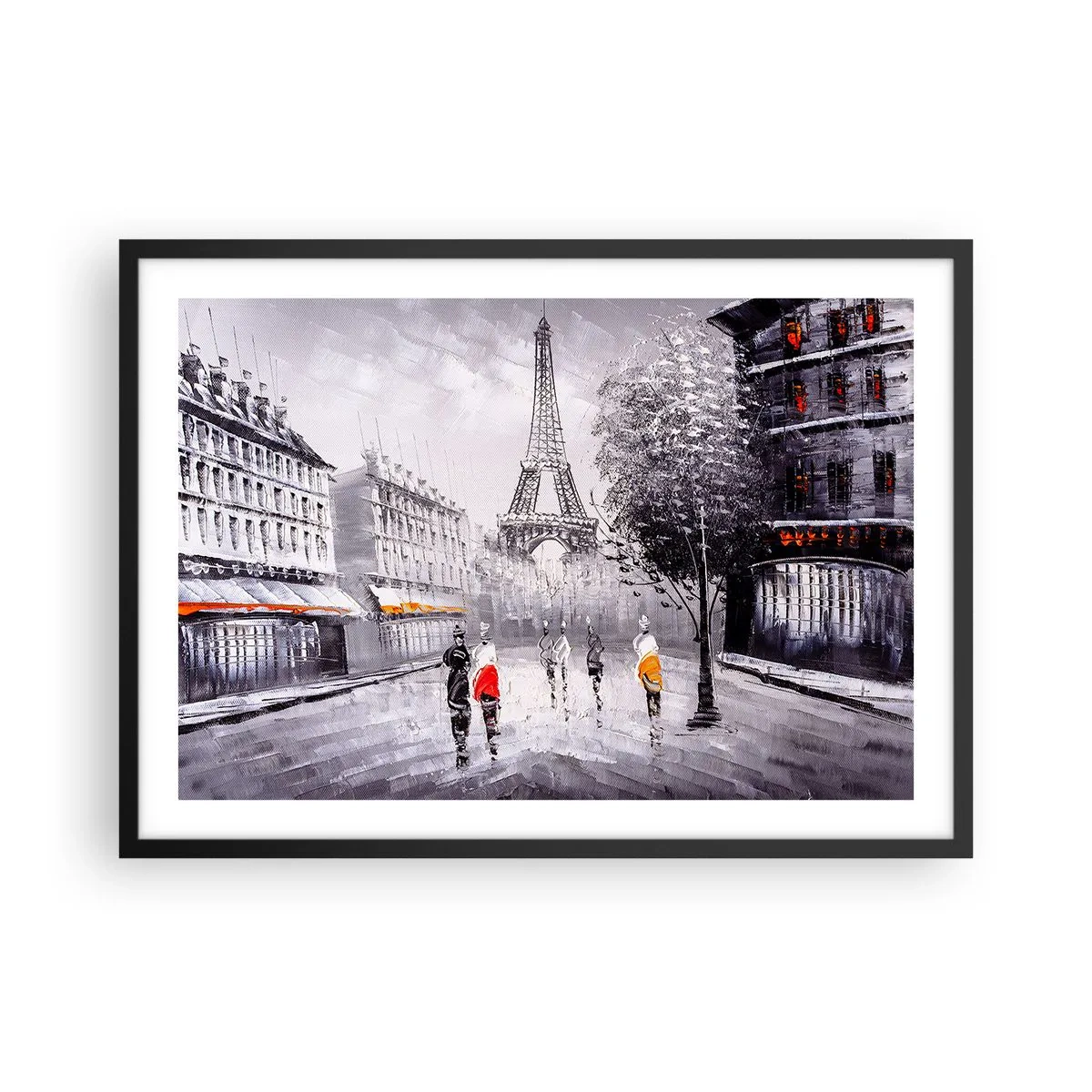 Pôster com moldura preta - Passeio em Paris - 70x50 cm