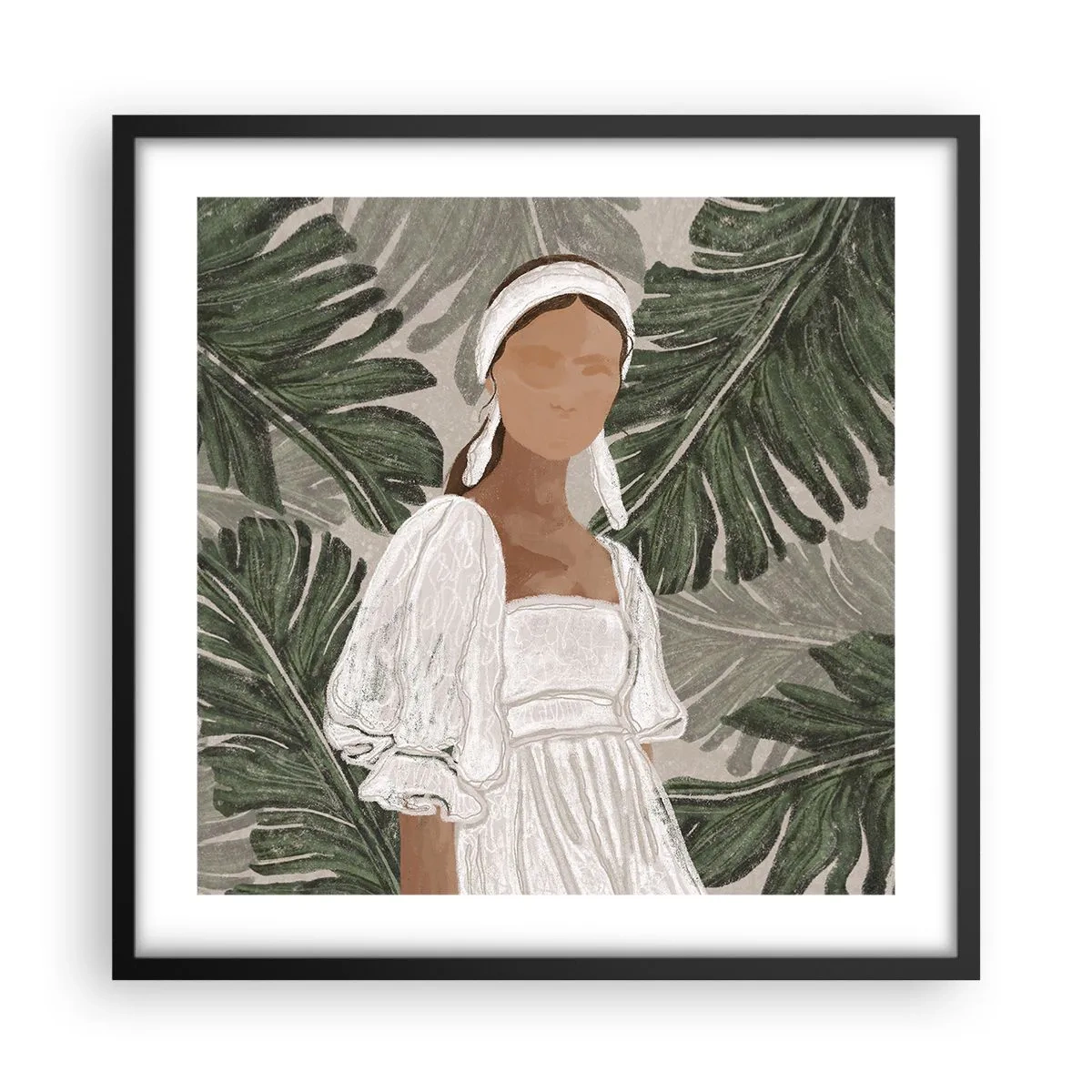 Pôster com moldura preta - Retrato exótico - 50x50 cm