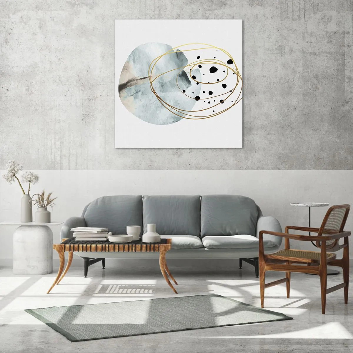 Quadro em vidro - No abraço ao espaço - 70x70 cm