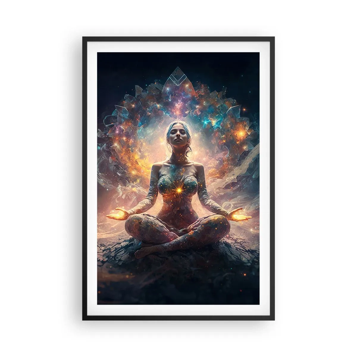 Pôster com moldura preta - Fluxo de boa energia - 61x91 cm