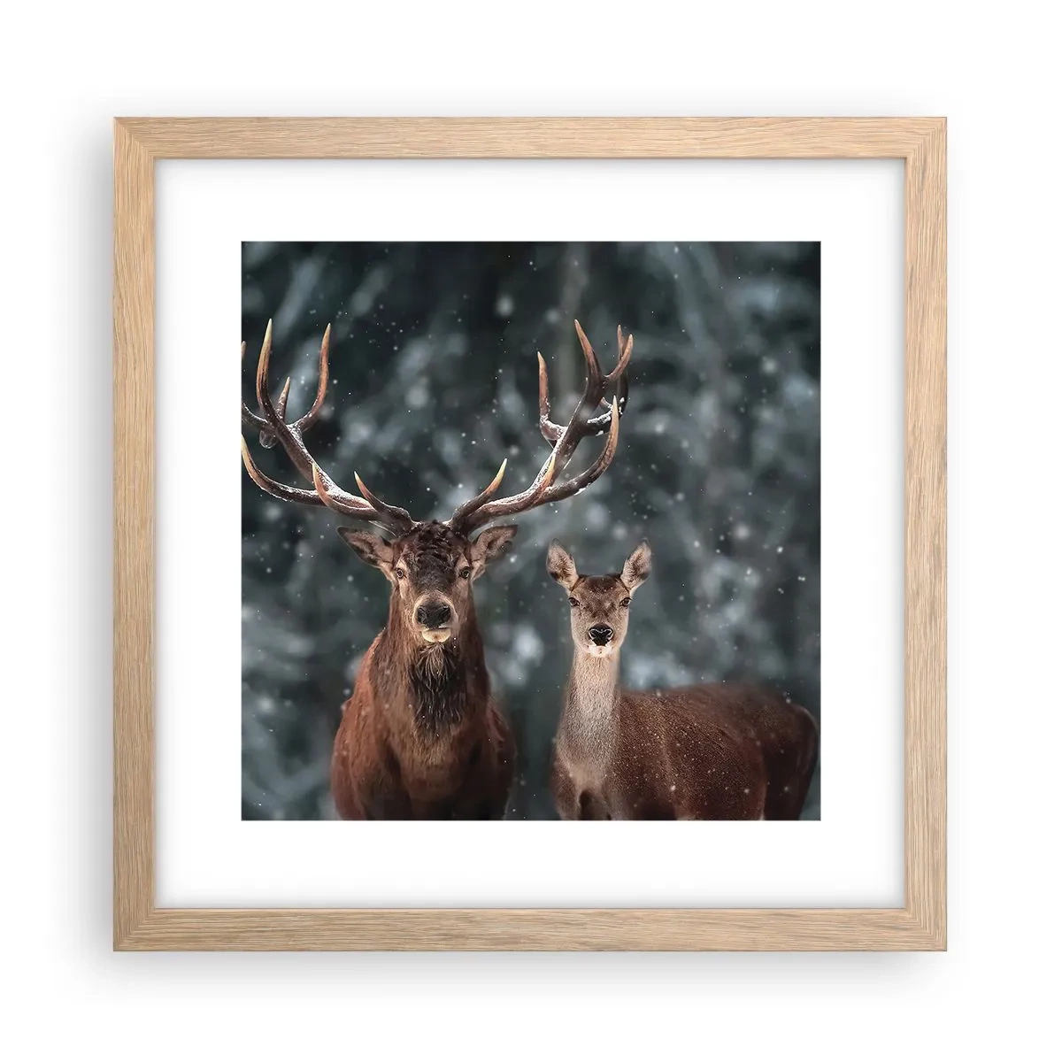 Pôster com moldura de carvalho claro - O senhor da floresta com sua esposa - 30x30 cm