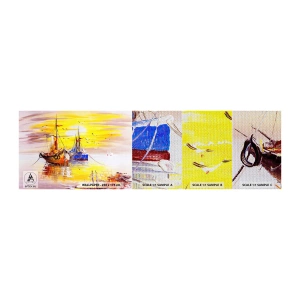 Amostra de papel de parede Premium Canvas - Um merecido descanso no porto - Barco de pesca, pescaria, Pássaros - 100x30 cm