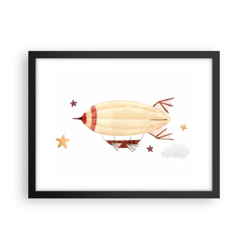 Pôster com moldura preta - Dirigível - 40x30 cm