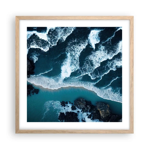Pôster com moldura de carvalho claro - Envolto em ondas - 50x50 cm