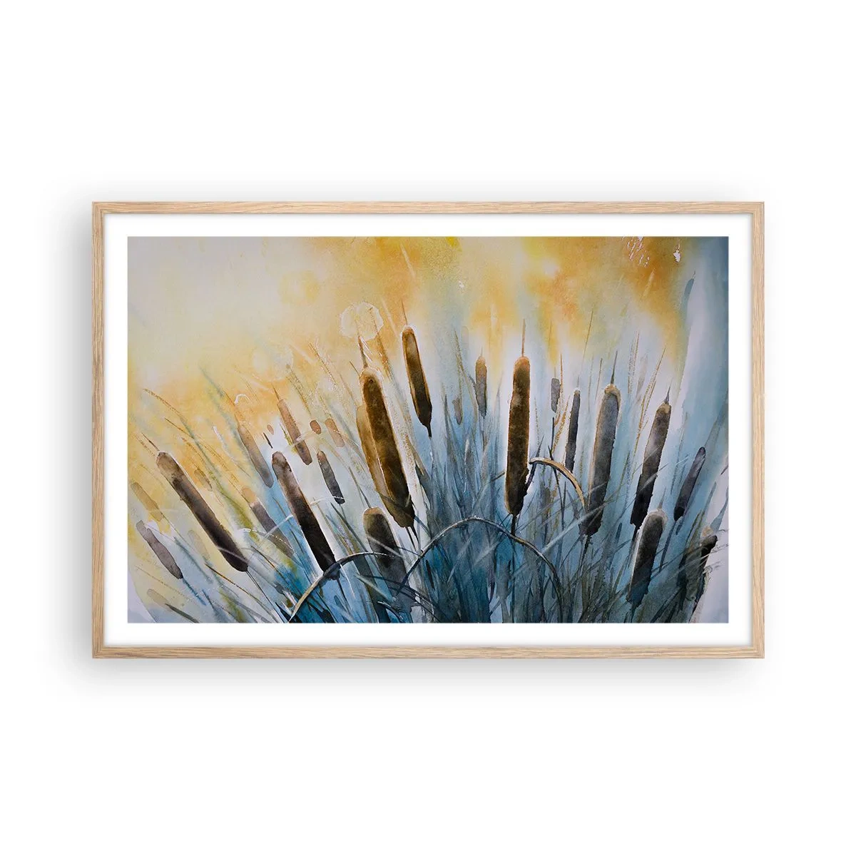 Pôster com moldura de carvalho claro - O frio da água, o calor do sol - 91x61 cm