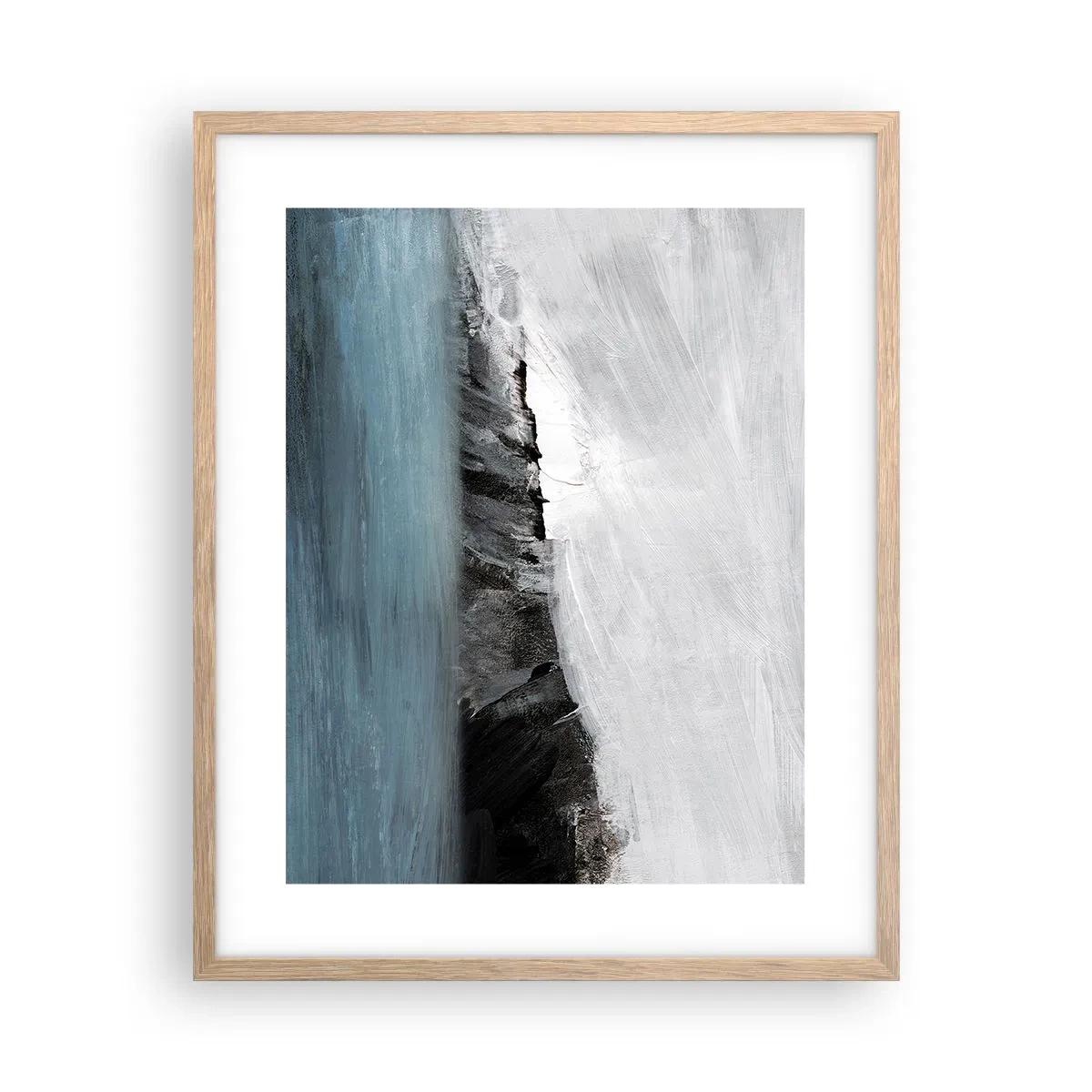 Pôster com moldura de carvalho claro - Água – terra: choque dos elementos - 40x50 cm