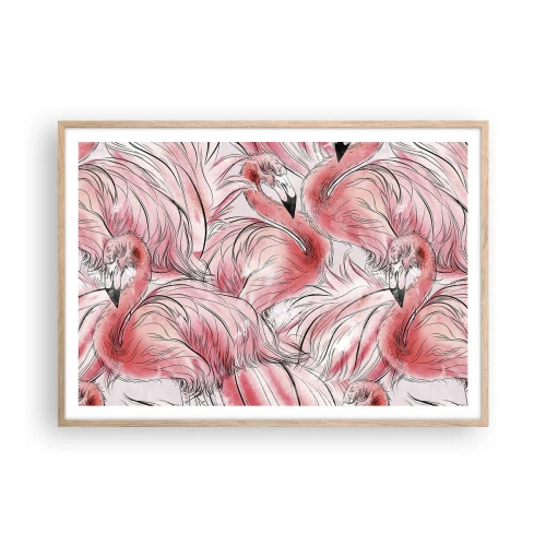 Pôster com moldura de carvalho claro - Bird corps de ballet - 100x70 cm