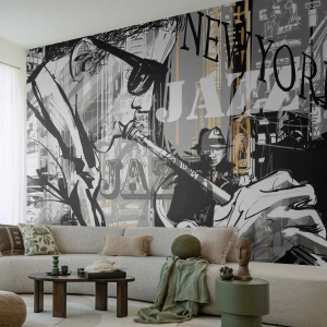 Papel de Parede Autocolante Deluxe Sticker - Ao ritmo de Nova Iorque - Nova Iorque, Música, Jazz - 400x280 cm