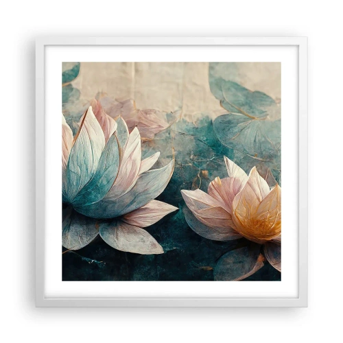 Pôster em moldura branca - Estrelas do lago - 50x50 cm